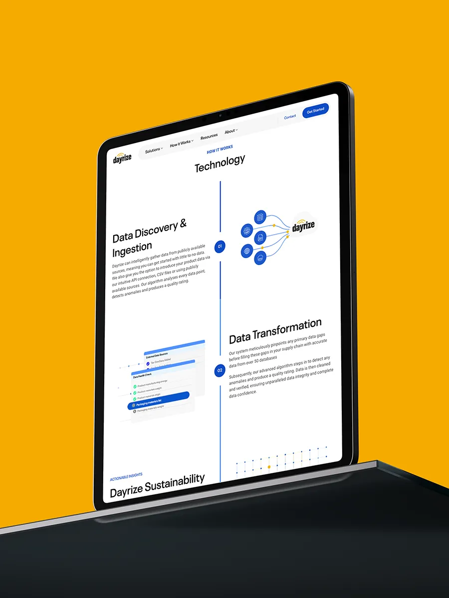 Climatetech website on device
