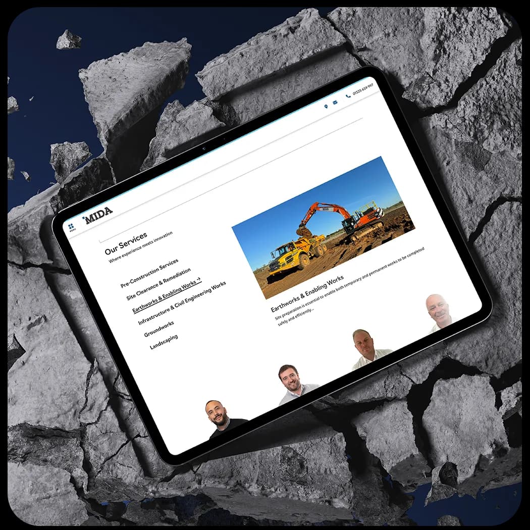 MIDA Civils Website Mockup