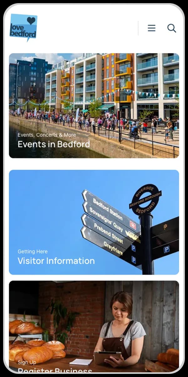 Destination Marketing Website on Mobile Device