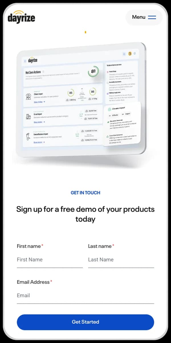 Climatetech website on device