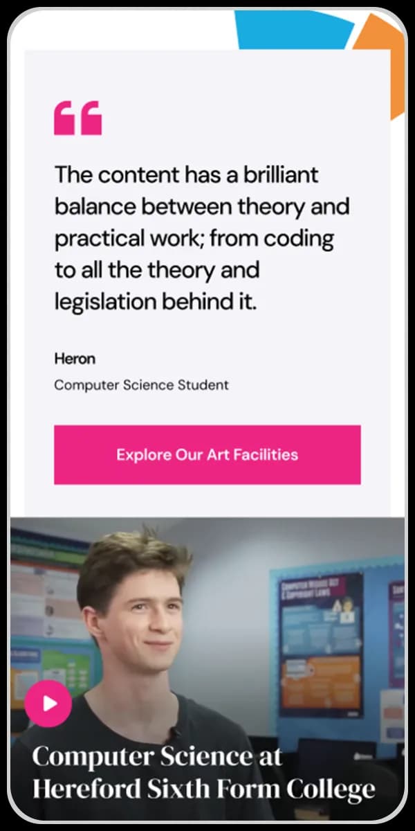 Hereford Website on an mobile device