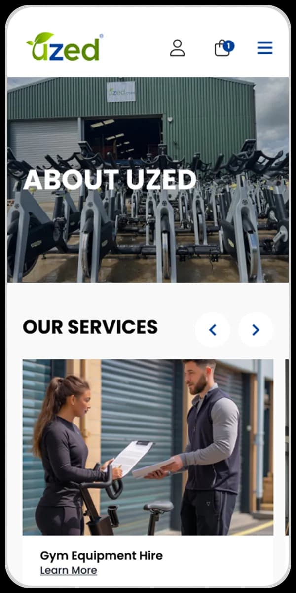 Uzed Fitness eCommerce site mockup