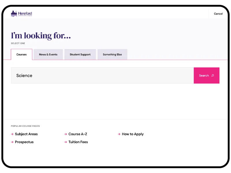 Hereford Website on an mobile device