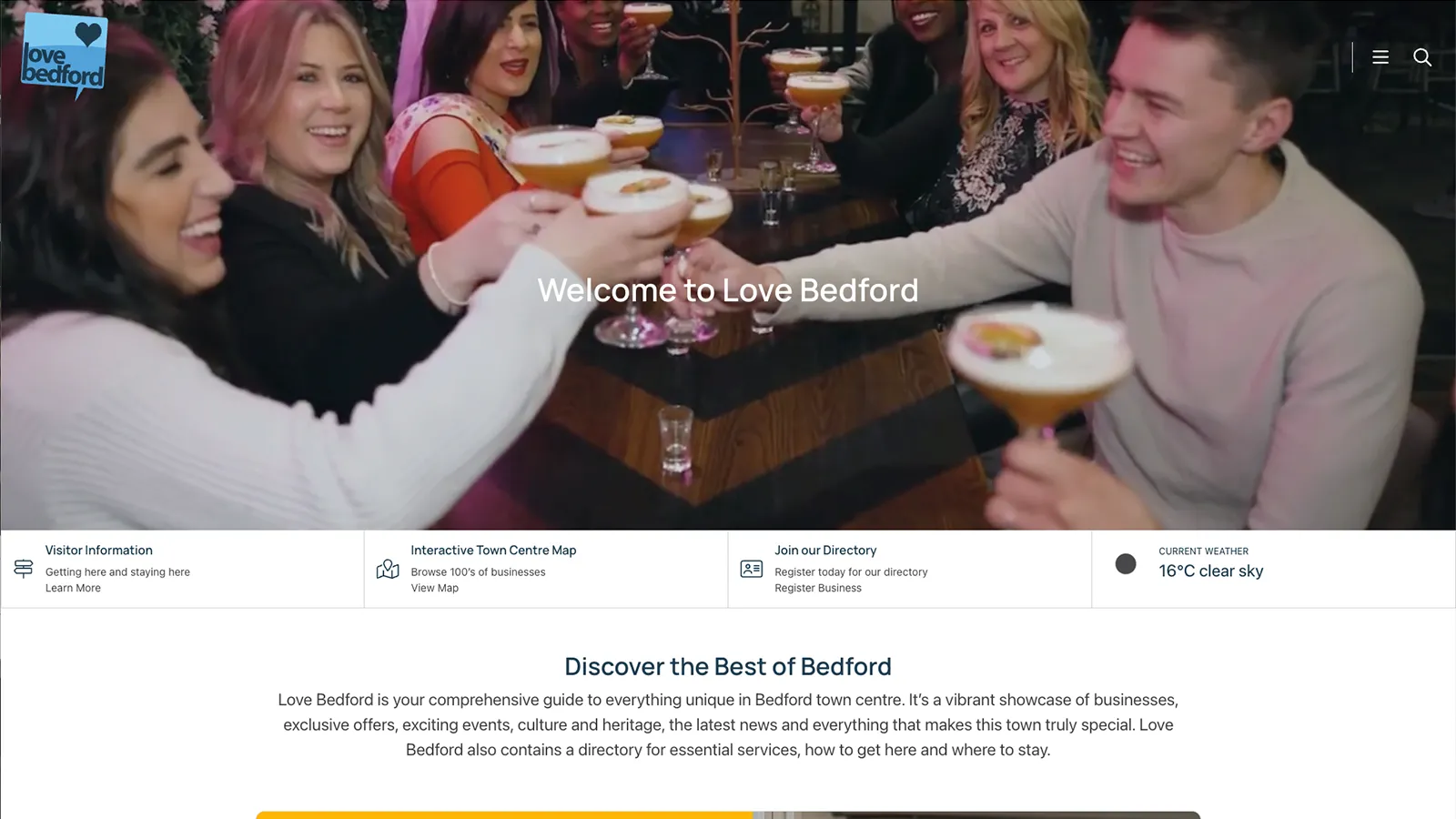 Love Bedford Homepage on Ipad