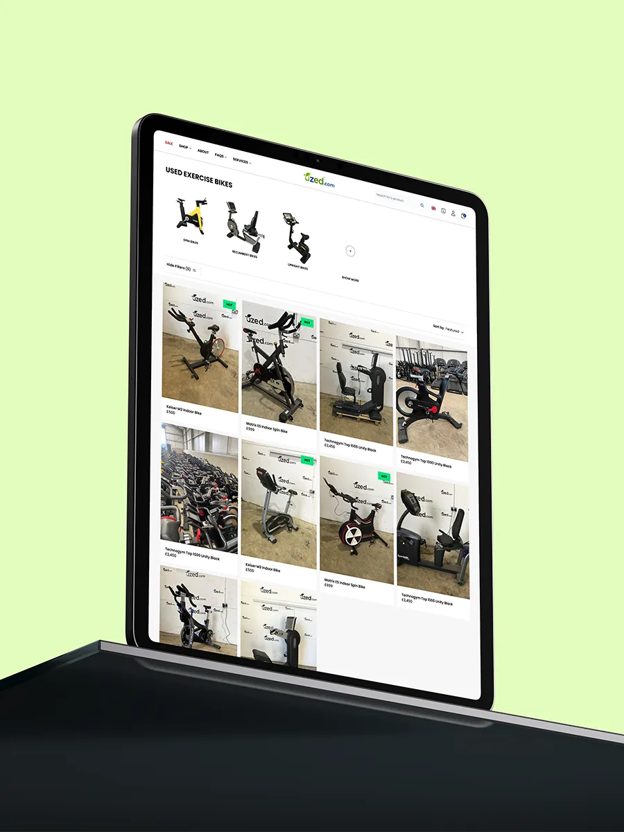 Uzed Fitness eCommerce site mockup