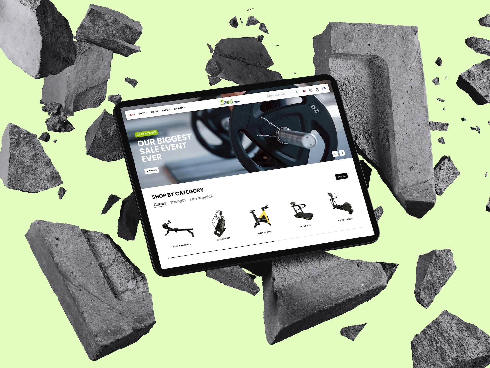 Uzed Fitness eCommerce site mockup