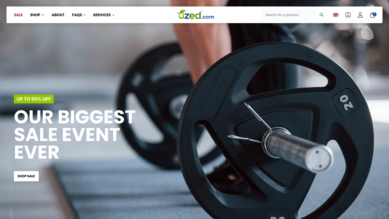 Uzed Fitness eCommerce site mockup
