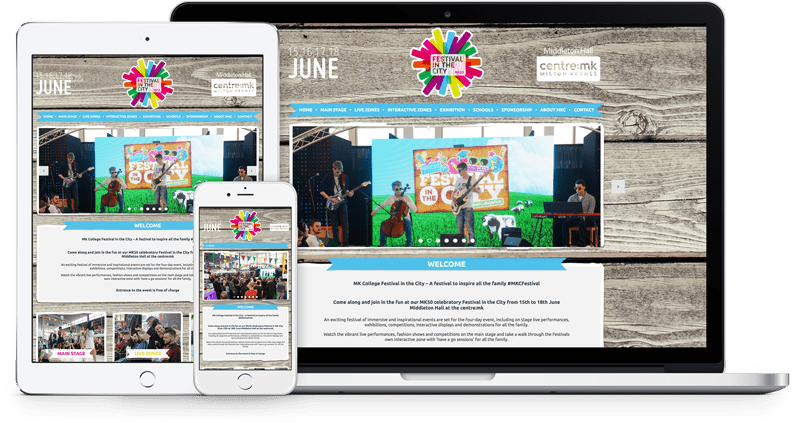 Festival in the City responsive website mockups