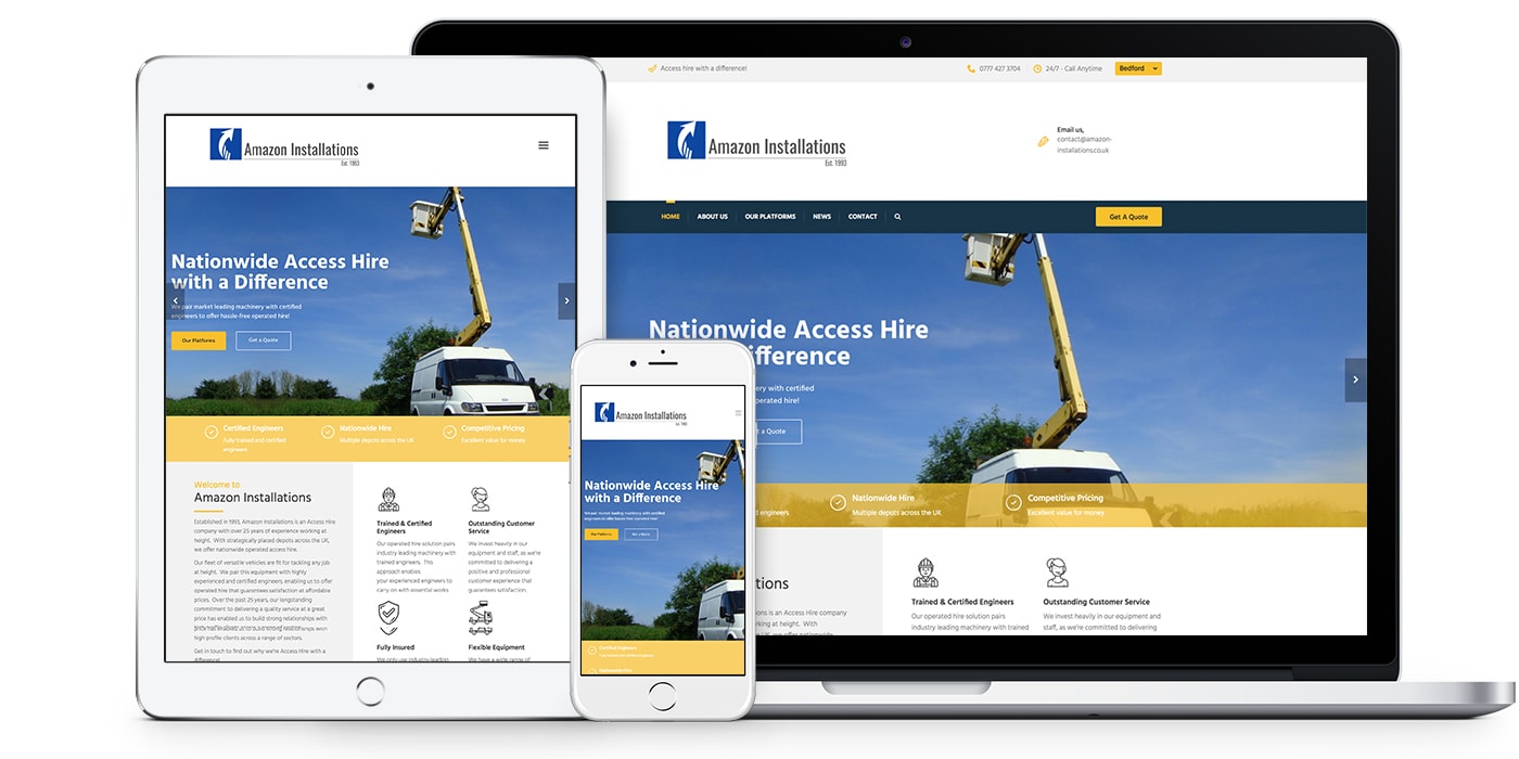 Website example for Bedford Based Business
